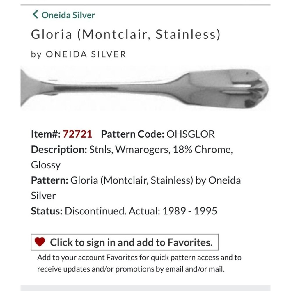 Oneida Silver Gloria Montclair Stainless Knives Set Of 4